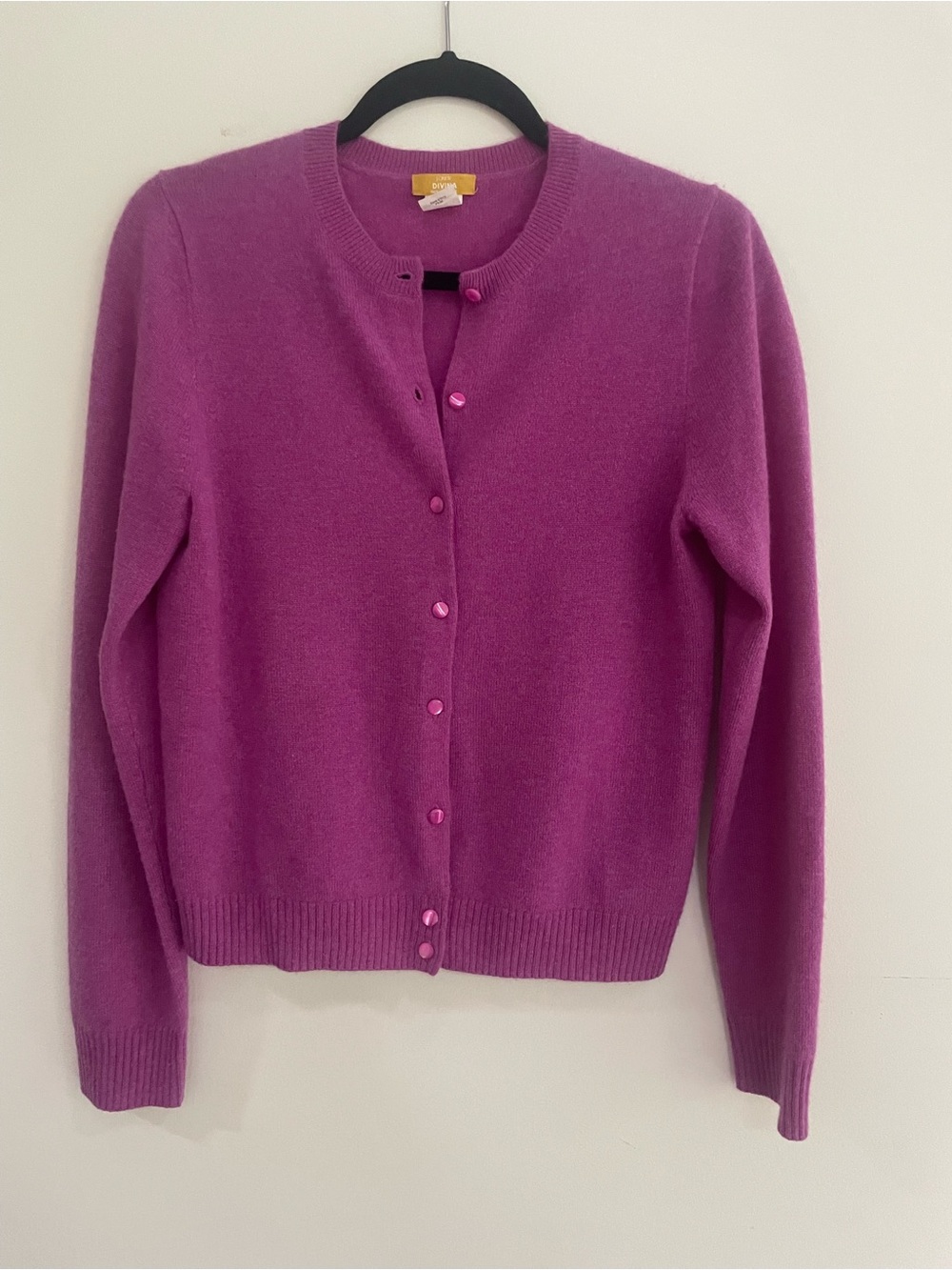 J.Crew Crewneck 100% Italian Cashmere Cardigan - Purple Sz M. EUC Classic Chic